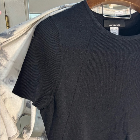 Jones New York XL Black Ribbed Top and sweater bundle of 2 tie up‎ boxy fit - Picture 2 of 10